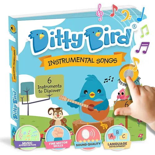 Ditty Bird | Musical Instruments | Interactive Musical Book for toddlers 1- 3 | Baby Sound Book | Sing-Along boardbook for babies