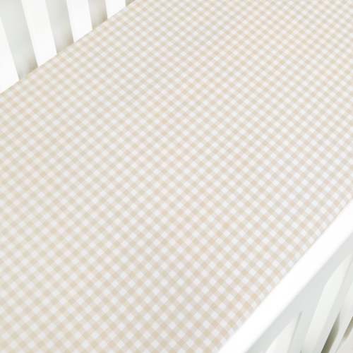 Gooselings Picnic Gingham Crib Sheet - Beige – Namesake