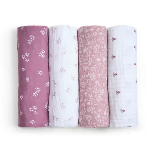 aden + anais heritage floral organic cotton muslin swaddles 4 pack