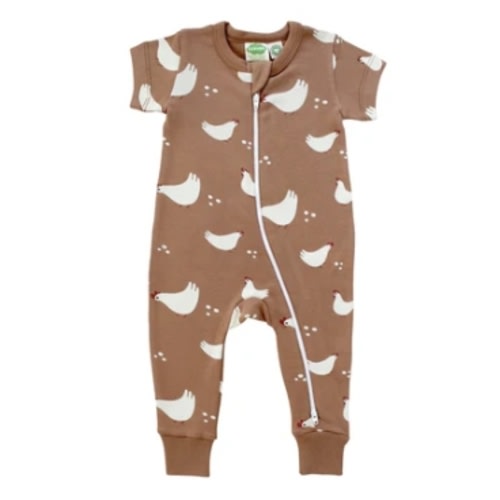 Organic Signature Print '2-Way' Zip Romper - Short Sleeve