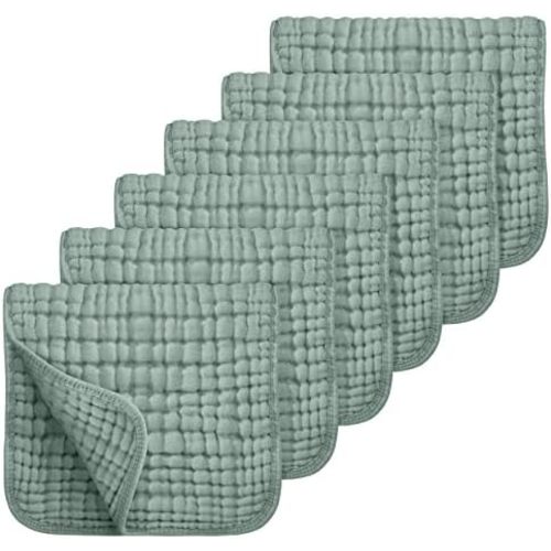 Looxii Muslin Baby Burp Cloths, Absorbent Brup Rags 6 Pack Set for Baby