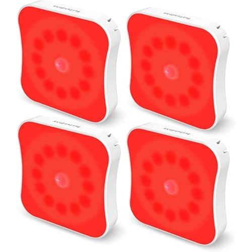 Red Light Night Lights Motion Sensor Red Lights Rechargeable RedLight Magnetic 670 nm Red Light for Sleep Therapy, Bathroom, Bedroom, Stair, Hallway, Travel, Kids Room, 4 Pack