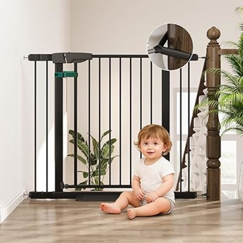 29-43" Baby Gate for Stairs, 36" Tall Dog Gate Indoor, Pressure Mountd Baby Gates with Auto-Close/Hold-Open Features and Anti-Trip Pedal, Safety Kids Gate for Doorways, House, Stairs
