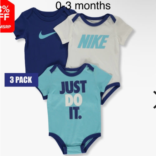 Nike Baby Boys' 3-Pack Bodysuits