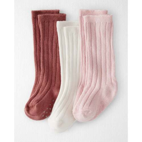 Baby Girl 3-Pack Knee-High No-Slip Socks Made with Organic Cotton - Little Planet | Carter's 3-12m & 12-24m