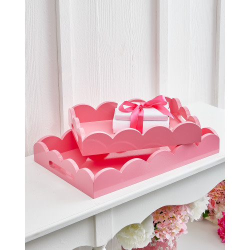 Raz 18.5" Bubblegum Pink Scalloped Easter Trays Set of 2 4559001