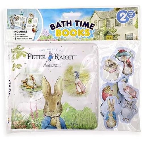 Peter Rabbit / The World of Beatrix Potter Bath Time Books - Activity Books for kids, Bath book, 6 Padded suction cups, 1 Mesh bag