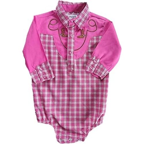 Western Pink Plaid Bodysuit for Baby Infant Toddler