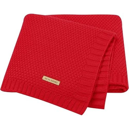 mimixiong Baby Blanket Knit Toddler Blankets for Boys and Girls Red 40 x30 Inch