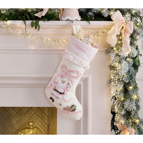 Pink Quilted Christmas Stocking Collection