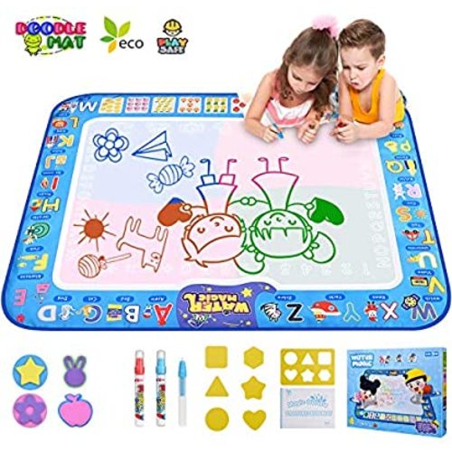 GTurtle Water Drawing Mat Doodle Mat Educational Learning Birthday Toddler Toys Gifts Painting Writing Magic Water Drawing Mat Toys for 2 3 4 5 6 Year Old Girls Boys Large Size 37.7X 29.1 in