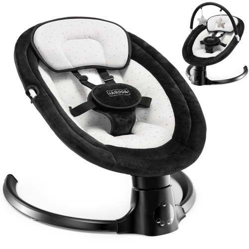 HARPPA Baby Swing for Boy with Remote Control, 5 Sway Speed, 10 Lullabies, Black