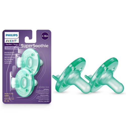 Philips Avent Soothie Pacifier for 3-18 Months, BPA-Free, Green, 2 Pack, SCF192/05
