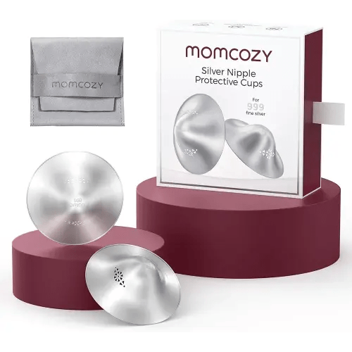 Momcozy 999 Silver Nursing Cups Original Perforated Breathable Design, 999 Silver Nipple Cover for Breastfeeding Essential, Silver Nipple Shield for Nursing Newborn, Metal Nipple Shields, Regular Size