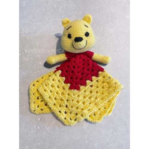 Winnie the Pooh lovey - Baby comforter english crochet pattern