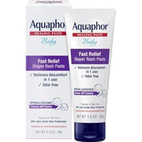 Aquaphor Baby Diaper Rash Paste with Zinc Oxide, Talc Free, 3.5 OZ
