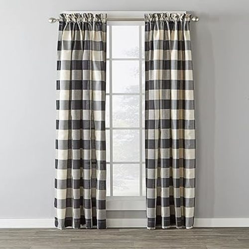 SKL Home Grandin Curtain Panel, 40" x 84", Black/Natural