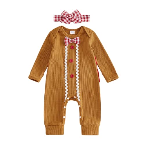 Adobabirl My First Christmas Baby Girl Outfit Newborn Onesie Embroidery Long Sleeve Romper Headband Fall Winter Clothes