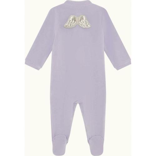 Velour Angel Wing Sleepsuit - Silver & Lilac