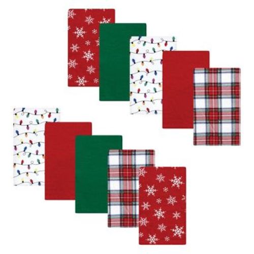 Luvable Friends Hudson Baby Flannel Burp Cloths 10pk, Classic White Tartan