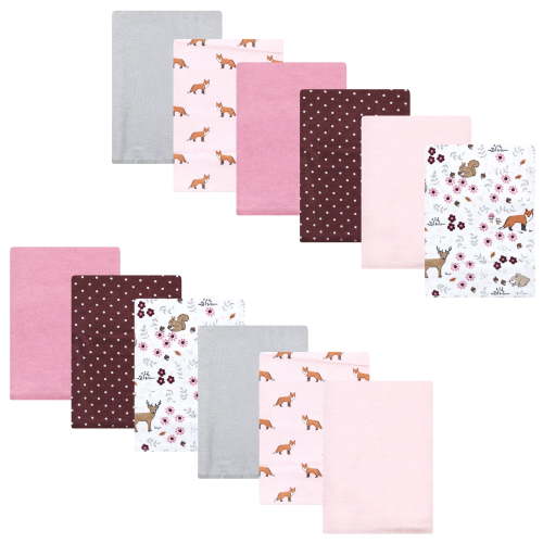 Luvable Friends Hudson Baby Flannel Burp Cloths 12pk, Forest Woodland