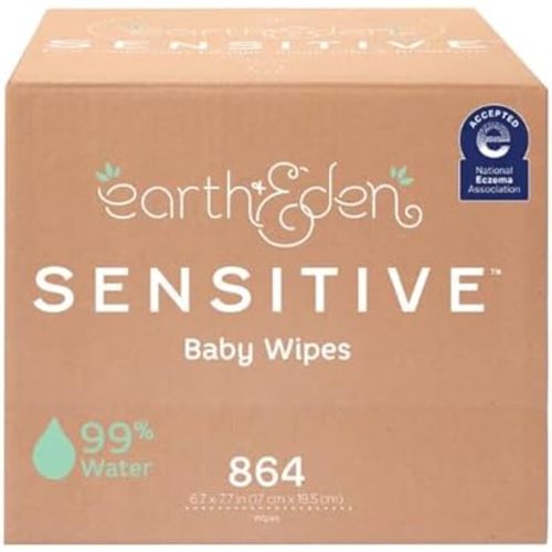 Earth & Eden Sensitive Baby Wipes, Gentle on Skin, 6.7 x 7.7 in, 864 ct