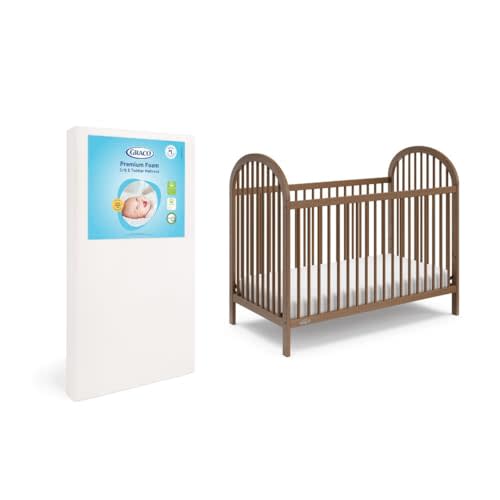 Graco Olivia Convertible Crib and Graco Premium Foam Crib & Toddler Bed Mattress Bundle (Hazelnut) – GREENGUARD Gold Certified, Standard Crib Mattress, Baby Crib Converts to Toddler Bed & Daybed