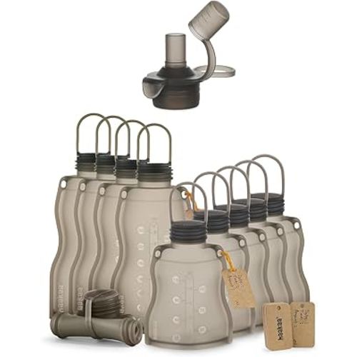 Haakaa Silicone Breastmilk Storage Bags Combo&Yummy Pouch Sippy Spout Set-Reusable Leak Proof Breast Milk Storing Freezer Bags for Breastfeeding-Adaptor Compatible haakaa Yummy Pouches and Milk Storag