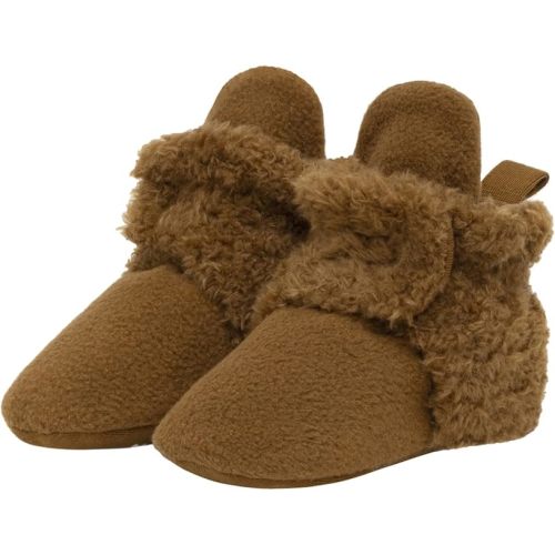 Robeez Baby Girls and Boys Crib Fleece Sherpa Snap Booties with Slip-Resistant Soles for Infant and Toddler, 0-18 Months