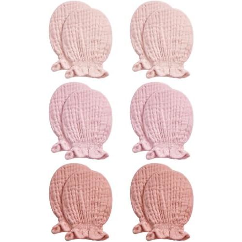Pro Goleem Muslin Baby Mittens for Newborn, 100% Cotton No Scratch Soft Breathable Gloves for Boys and Girls 0-6 months