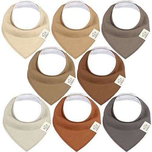 8-Pack Organic Baby Bandana Bibs for Girls - Super Absorbent Triangle Baby Bibs for Drooling and Teething Infant