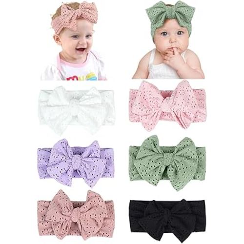 ZURLEFY Stretchy Baby Girl Headbands Bows, Infant Headband Bows for Baby Bonnet Newborn Head Wraps Toddler Unisex (03H-17)