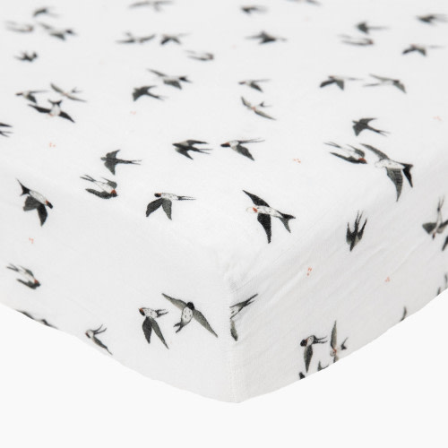 Little Unicorn Organic Cotton Muslin Crib Sheet - Swallows, Large