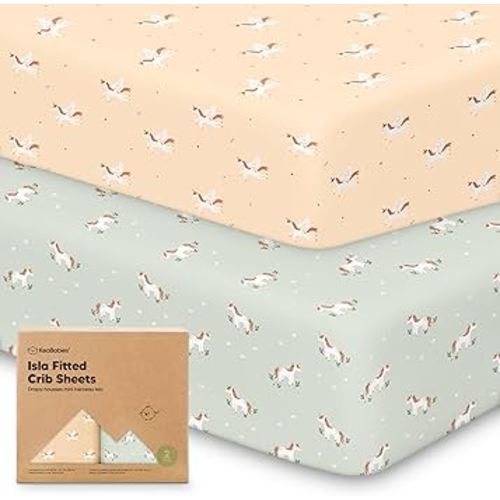 KeaBabies 2-Pack Baby Crib Sheets for Boys, Girls - 52x28 Viscose Derived from Bamboo Toddler Bed Sheets Neutral, Fitted Crib Mattress Cover for Standard Baby Bedding, Soft & Cozy (Lune Mystic)