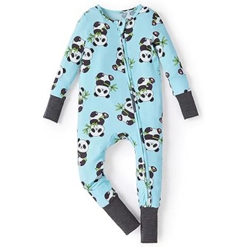 PATPAT Baby Pajama with Bamboo Viscose, Footie Jumpsuit Romper with 2-Way Zipper for Baby Boy Girl Toddler Sleeper Sleepwear
