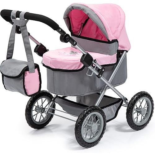 Bayer Design Baby Doll Trendy Pram in Grey/Pink, 67 x 41 x 68 centimeters, 1300800