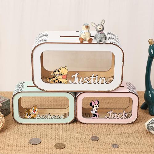 Personalized Disney Piggy Bank, Custom Winnie the Pooh Coin Bank, Wooden Piggy Bnak, Money Box, Gift for Child, Baby Boy Gift, Baby Gift