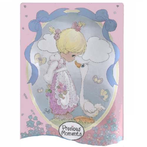 Vintage 2005 New Rare Luxury Large Pink Twin/Full Precious Moments Girl & Goose Blanket Royal Plush Raschel Mink High Pile Throw 60" x 87" Velvet Korean Minky Bedspread