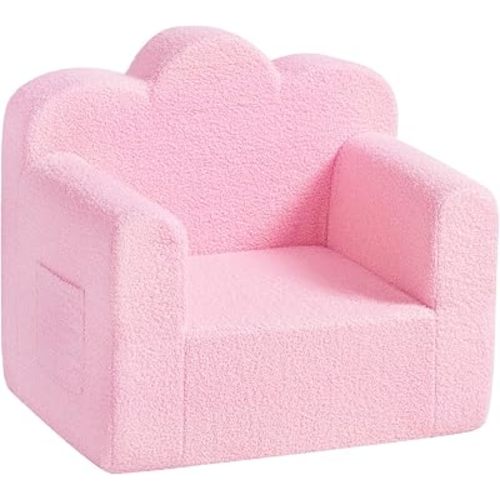 Tiita Kids Sofa, Childrens Couch with Carry Handle, Portable Kids Foam Sofa Couch, Lightweight Kids Chair for Playroom, Dorm Room, Small Space, Pink