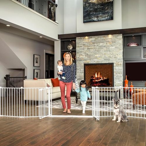 Regalo Safety 192" Super Wide Baby Gate & Play Yard, 2-in-1 Convertible Extra Wide Safety Barrier, Hardware Mounted for Toddlers & Pets, Tested & Safe for 30 Years, American Designed & Owned, White