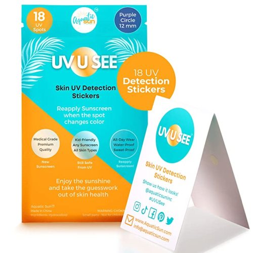 Aquatic Sun UV Stickers for Sunscreen Reapplication to Avoid Burns - Sunscreen Reminder Stickers You Can Wear All Day - Sweat & Waterproof UV Activated Sunscreen Stickers - UV Sticker to Protect Skin…