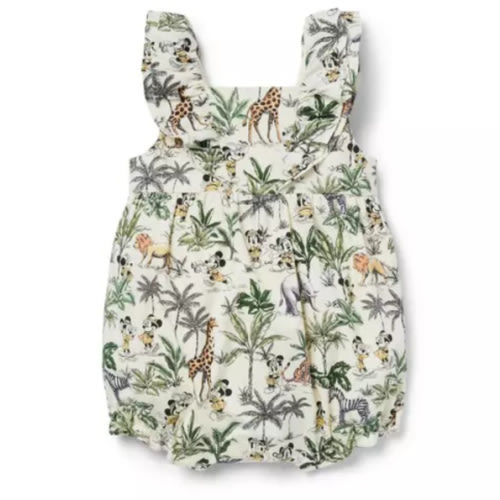 Baby Freshwater Pearl Mickey Mouse Safari Disney Mickey Mouse Safari Ruffle Baby Romper by Janie and Jack