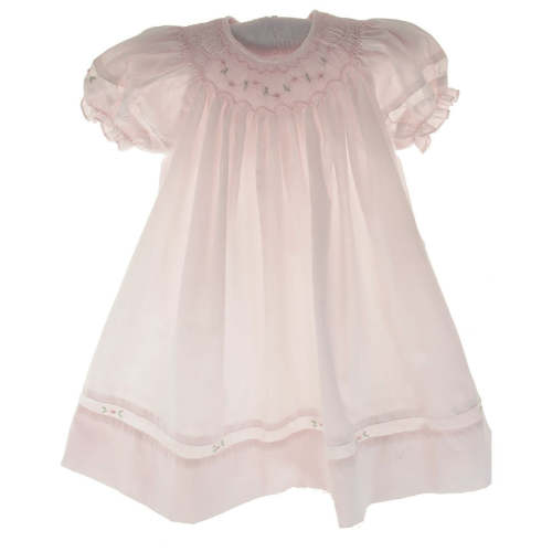 Infant Girls Pink Smocked Daygown & Bonnet Set | Petit Ami