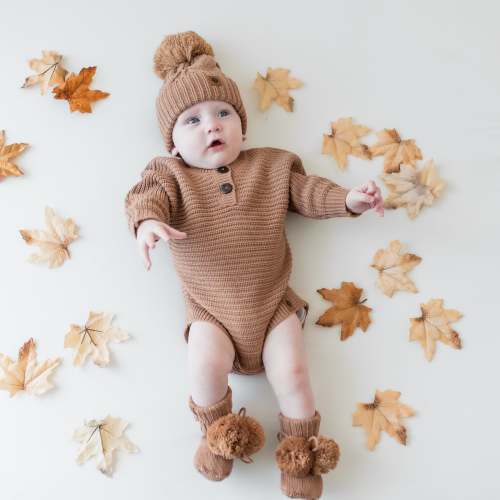 Chunky Knit Romper in Latte