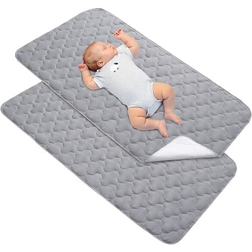 Crib Mattress Pad Protector Waterproof 2 Pack, 28"x52" for Standard Crib
