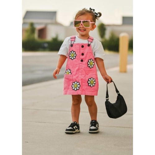 Little Bloomer Pink Corduroy Dress