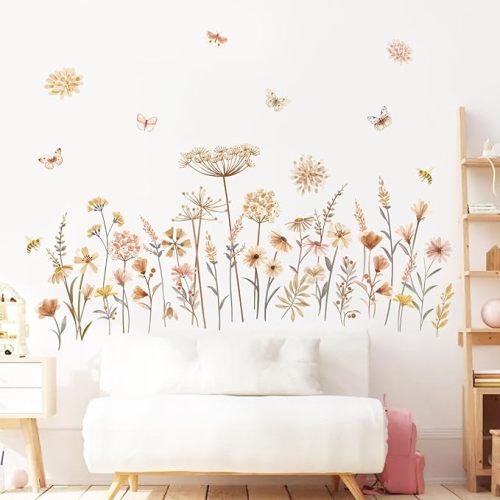 decalmile Boho Garden Flower Wildflower Floral Wall Decals Stickers