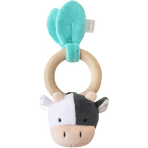 Copper Pearl Grab and Rattle Plush: Soft Cow Plush Baby Rattles, Gentle Sound, Sensory Baby Toys for Entertainment - Colby Cow