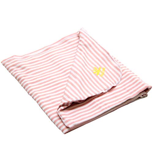 Nozone Baby Blanket, Sun Protective, Soft Rayon from Bamboo, UPF 50+ in Mellow Rose/White Stripe