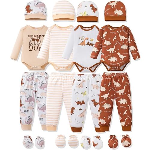 NZRVAWS Newborn Baby Boy Girl Clothes Unisex Preemie Infant Must Have Pants Set Outfits 0-18 Months 20 Pcs Essentials Gift